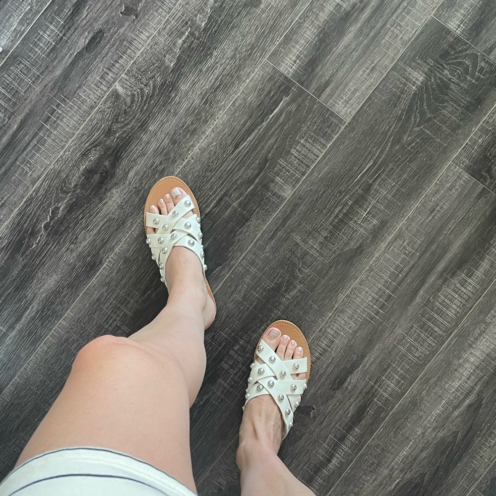 Women's White Studded Sandals